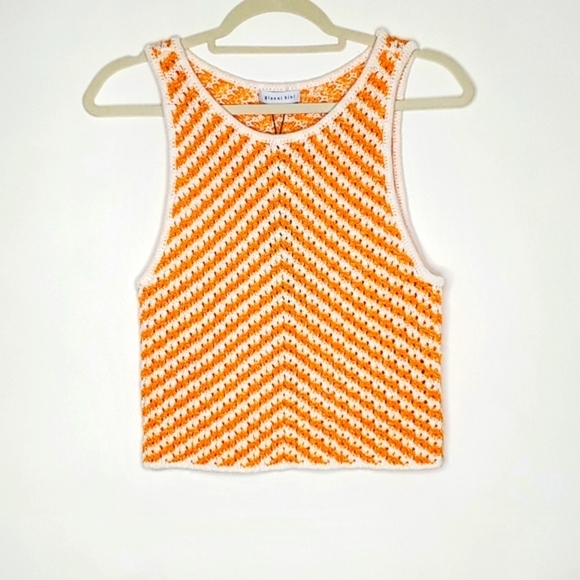 NEW Crochet Cropped Sweater Vest Size M Open Knit Sleeveless Chevron Pattern Top - Picture 9 of 9